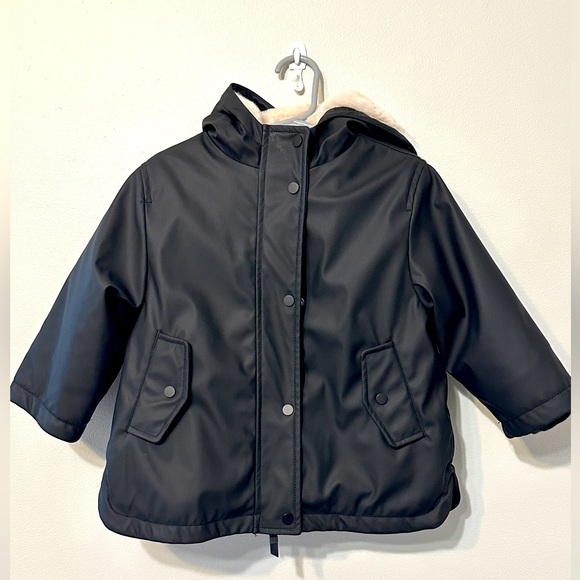 Zara Other - NWOT ZARA girls black water repellent lined raincoat in size 2-3 Y